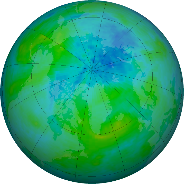 Arctic ozone map for 18 August 1993